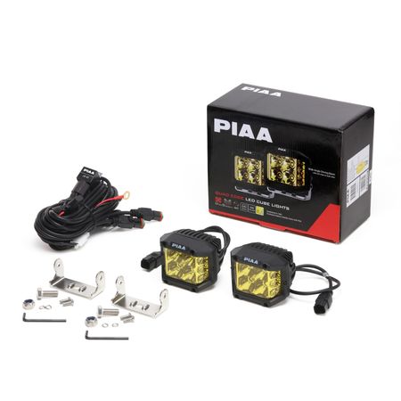 PIAA 4″ 2500K Yellow Quad Edge LED Cube Wide Driving Lights Kit