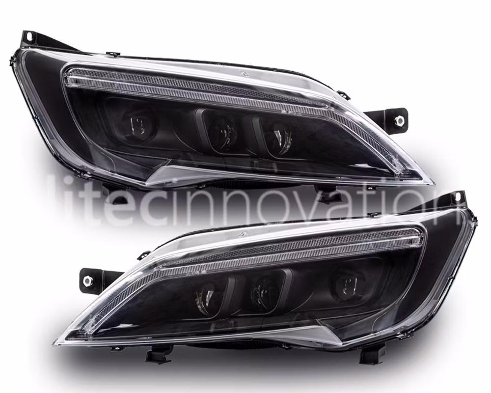 FULL LED strålkastare Fiat Ducato från 2014 Svart med ORIGINAL LED-STRIP (Litec Innovations)