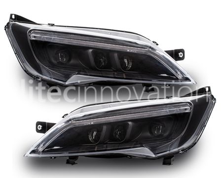 FULL LED strålkastare Fiat Ducato från 2014 Svart med ORIGINAL LED-STRIP (Litec Innovations)