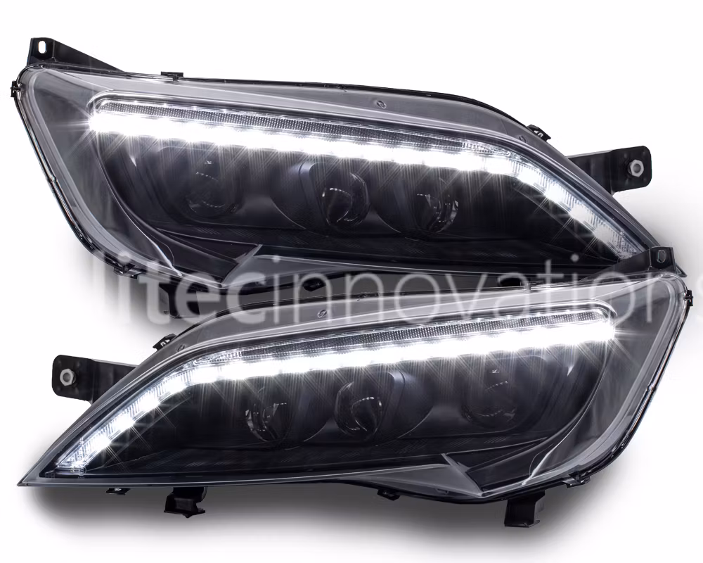 FULL LED strålkastare Fiat Ducato från 2014 Svart med ORIGINAL LED-STRIP (Litec Innovations)