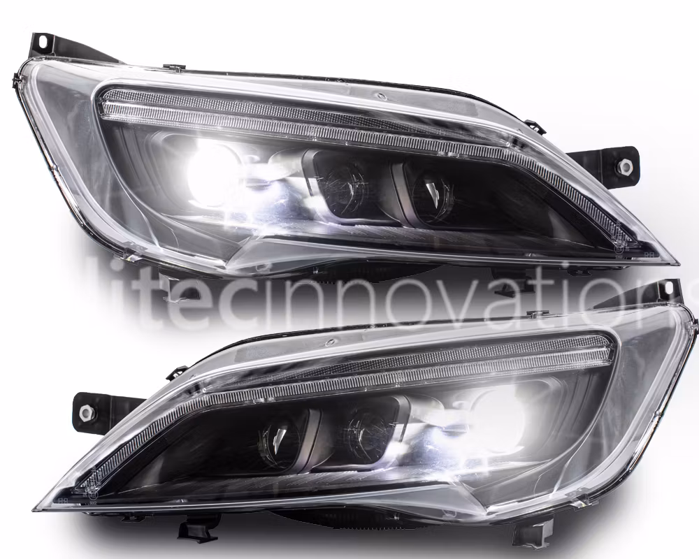 FULL LED strålkastare Fiat Ducato från 2014 Svart med ORIGINAL LED-STRIP (Litec Innovations)