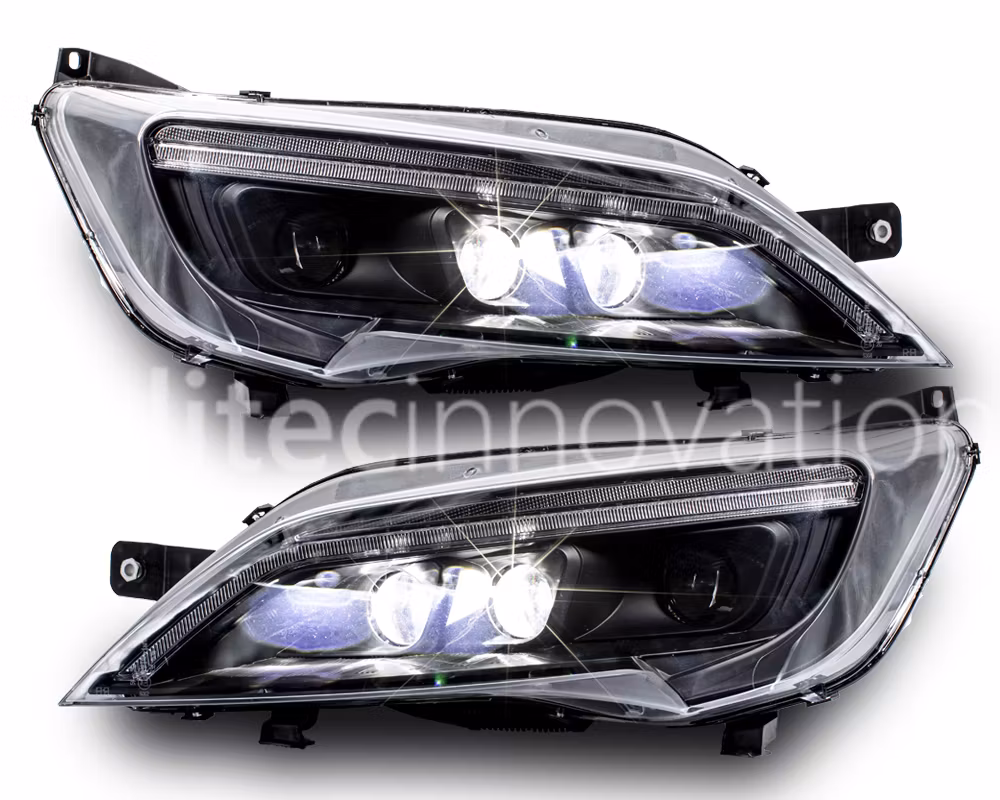 FULL LED strålkastare Fiat Ducato från 2014 Svart med ORIGINAL LED-STRIP (Litec Innovations)