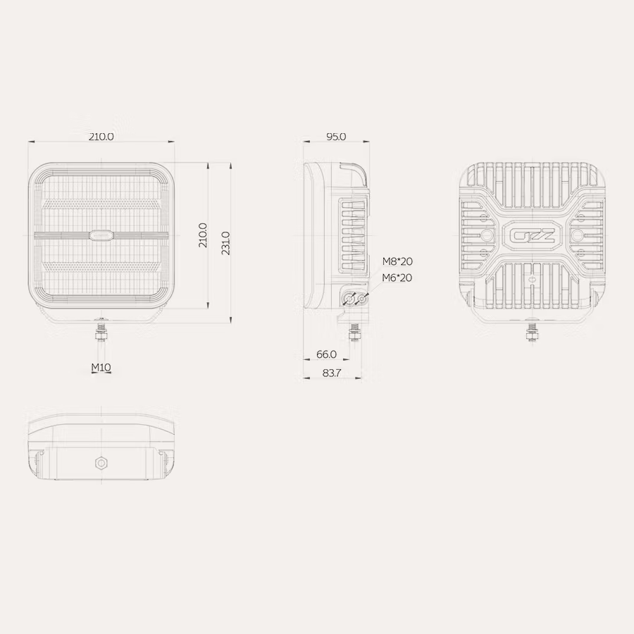 OZZ SQR LED extraljus 9" Svart