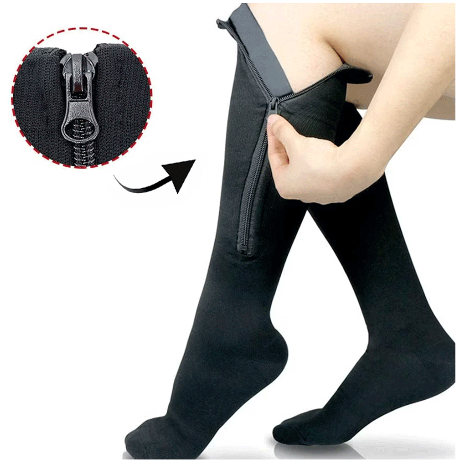 Stödstrumpor med dragkedja (4-par)