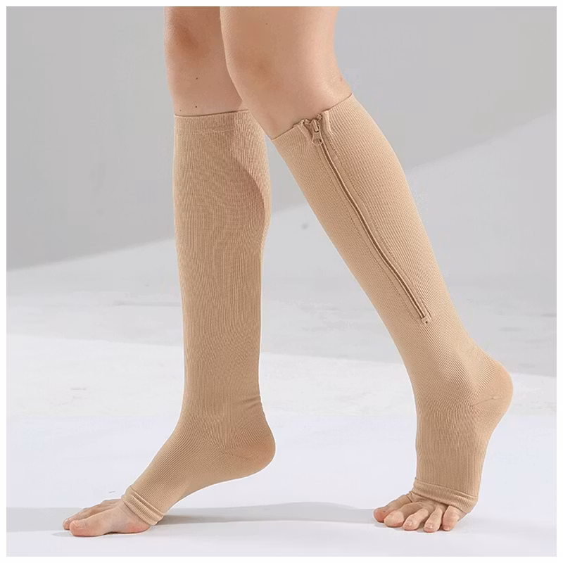 Kompressionsstrümpfe mit Reißverschluss (Beige)