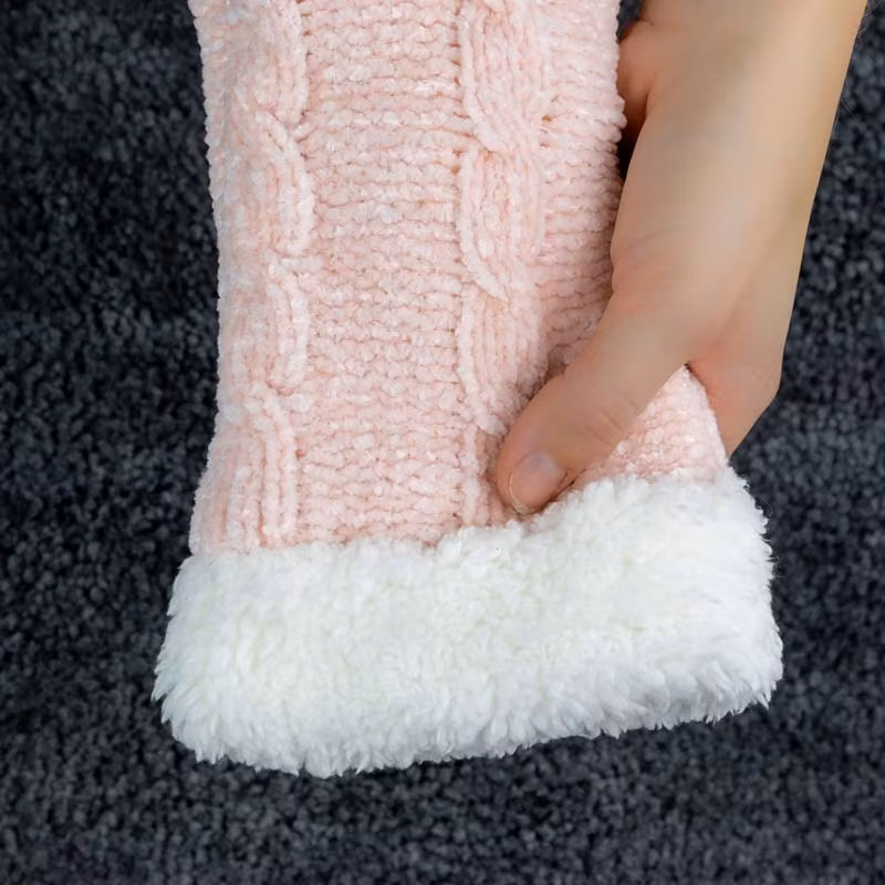 Gefütterte Socken mit Anti-Rutsch-Schutz (Rosa)