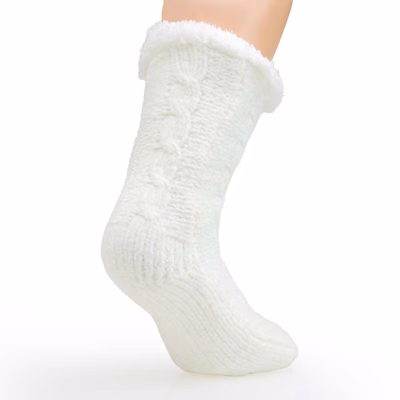 Gefütterte Socken mit Anti-Rutsch-Schutz (Weiß)