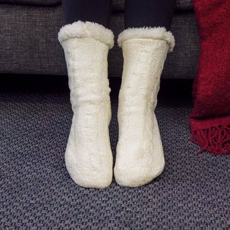 Gefütterte Socken mit Anti-Rutsch-Schutz (Weiß)