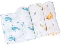 3-pack muslinfiltar 70 x 70 cm 'Le Voyage d'Olga', Moulin Roty