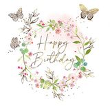 Kort med kuvert "Happy Birthday", 15,7x15,7 cm
