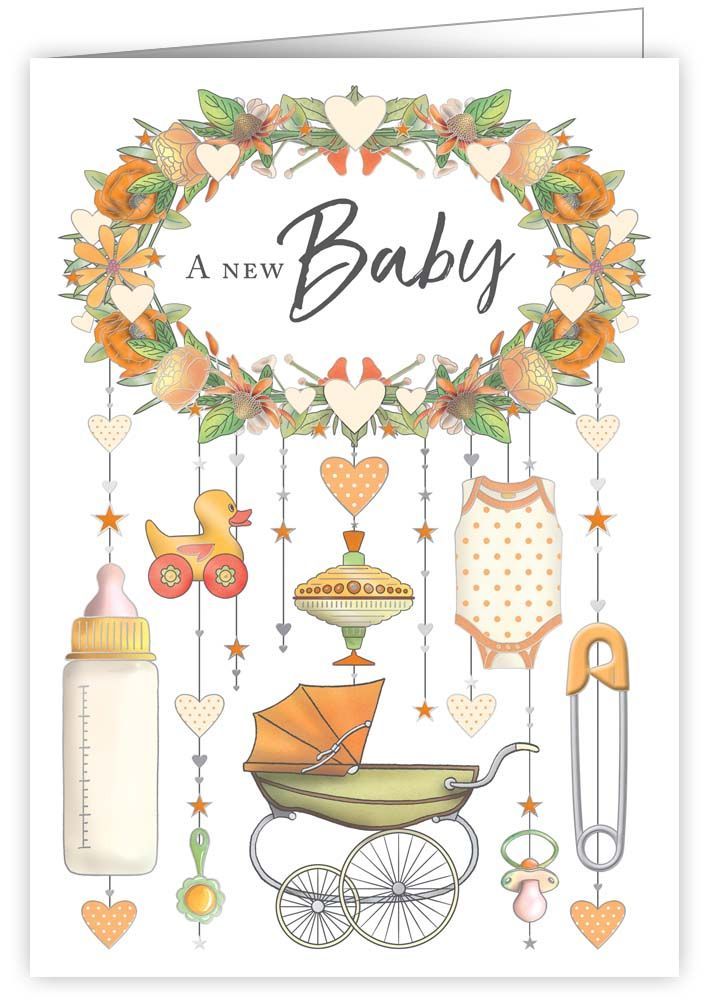 Kort med kuvert "A New Baby", 11,5x16,3 cm