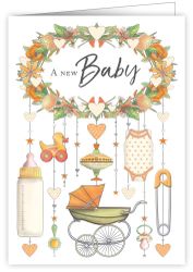 Kort med kuvert "A New Baby", 11,5x16,3 cm