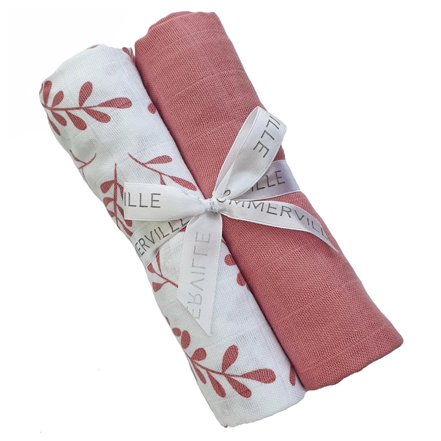 Muslin 2-pack floral dusty rose Summerville