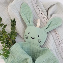 Snuttefilt kanin, cameo green GOTS
