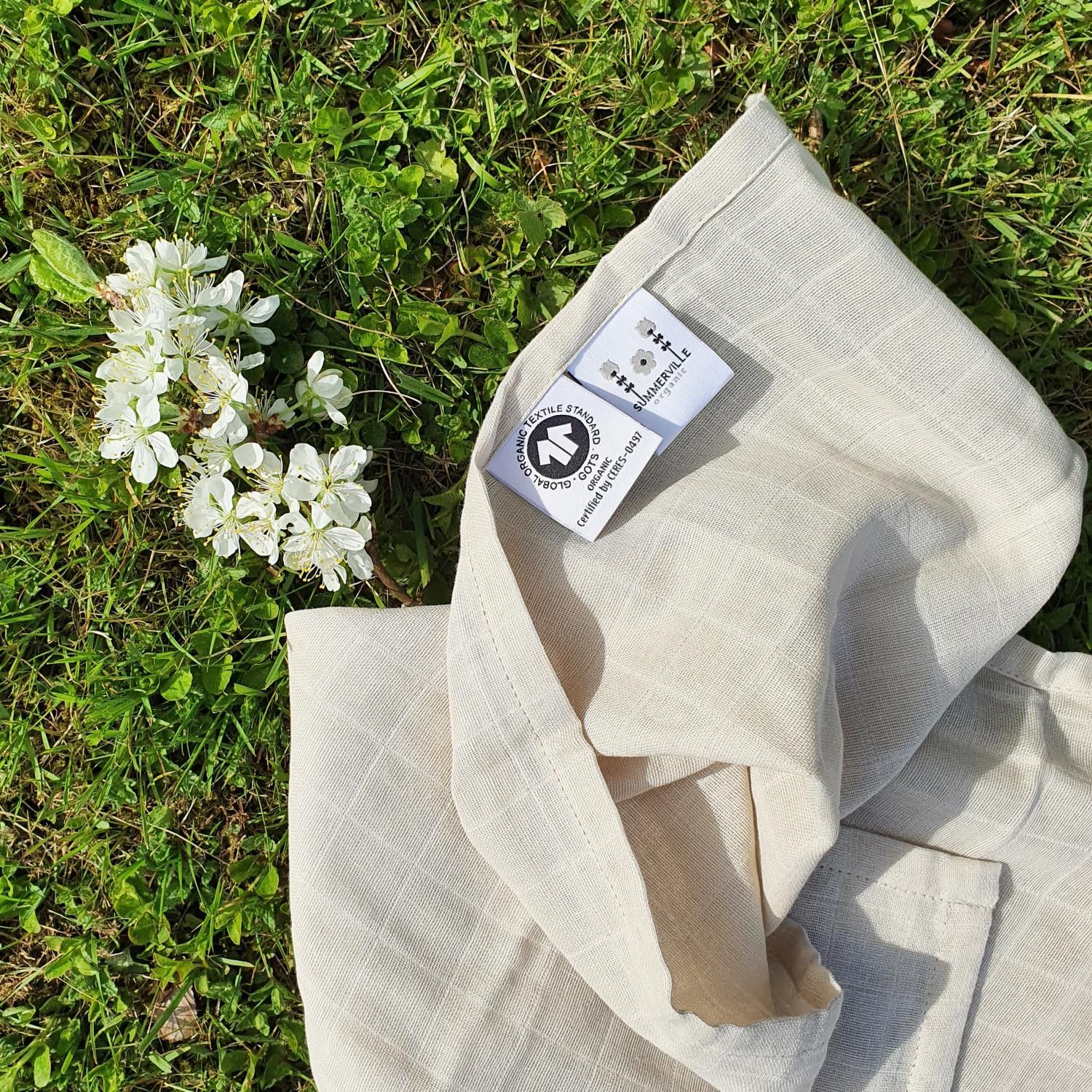 Muslin 2-pack, stone GOTS