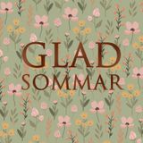 Litet kort med kuvert "Glad sommar", 7,5x7,5 cm