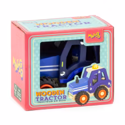 Traktor i trä, blå, Majigg