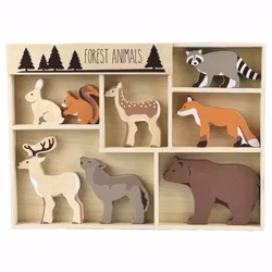 Trädjur skog i hylla 8 st