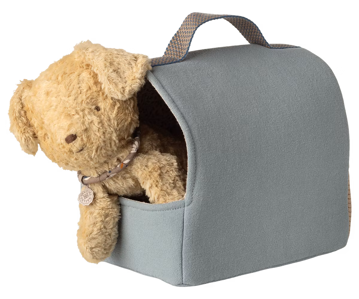 Transportväska till hundvalp, Dusty blue, Maileg