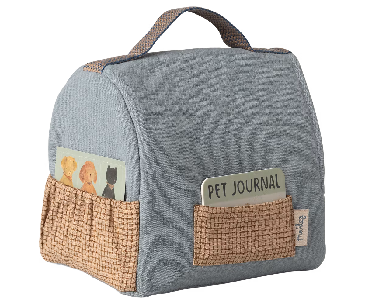 Transportväska till hundvalp, Dusty blue, Maileg