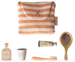 Tandborstset i väska, Coral stripe, Maileg