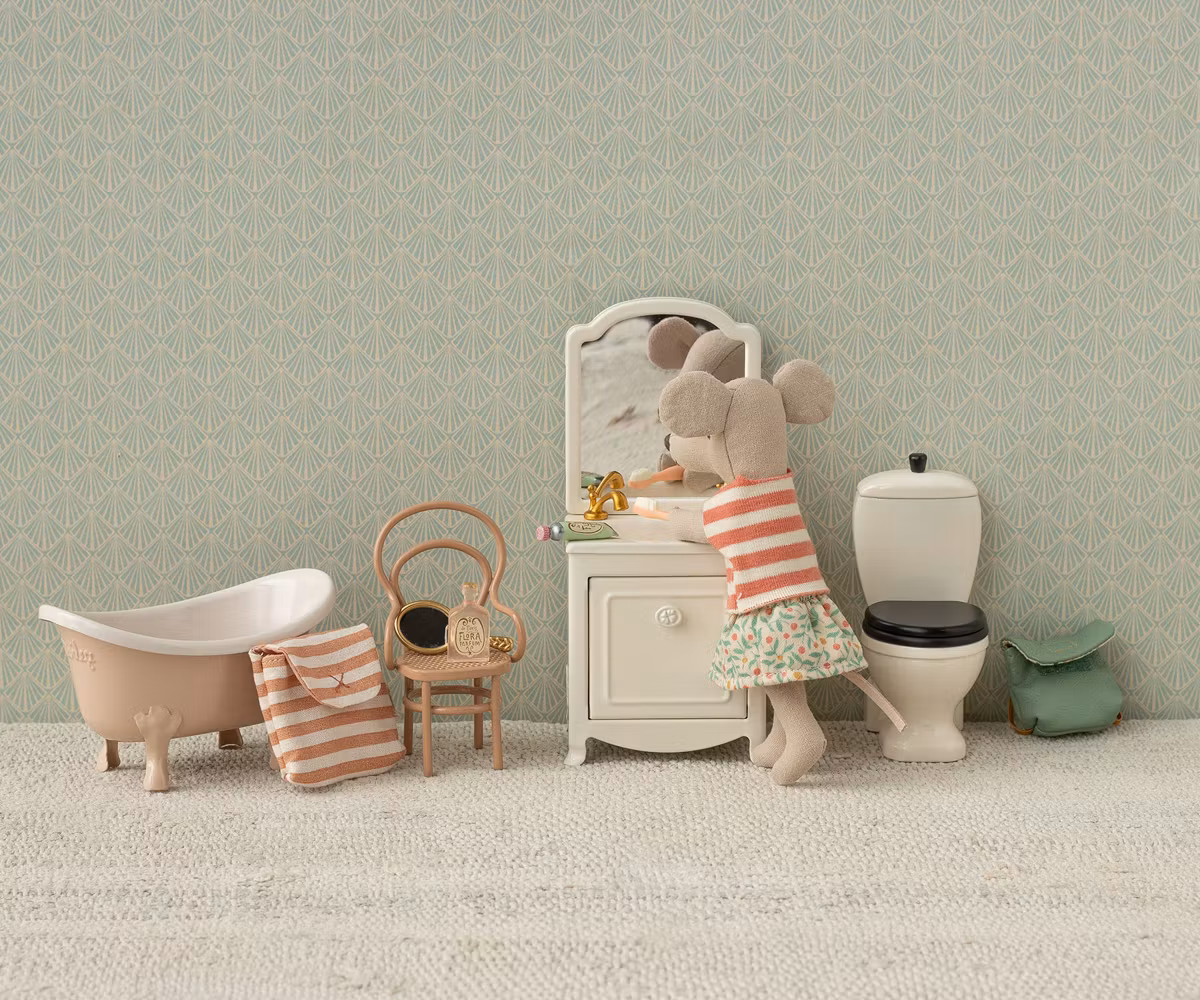 Tandborstset i väska, Coral stripe, Maileg