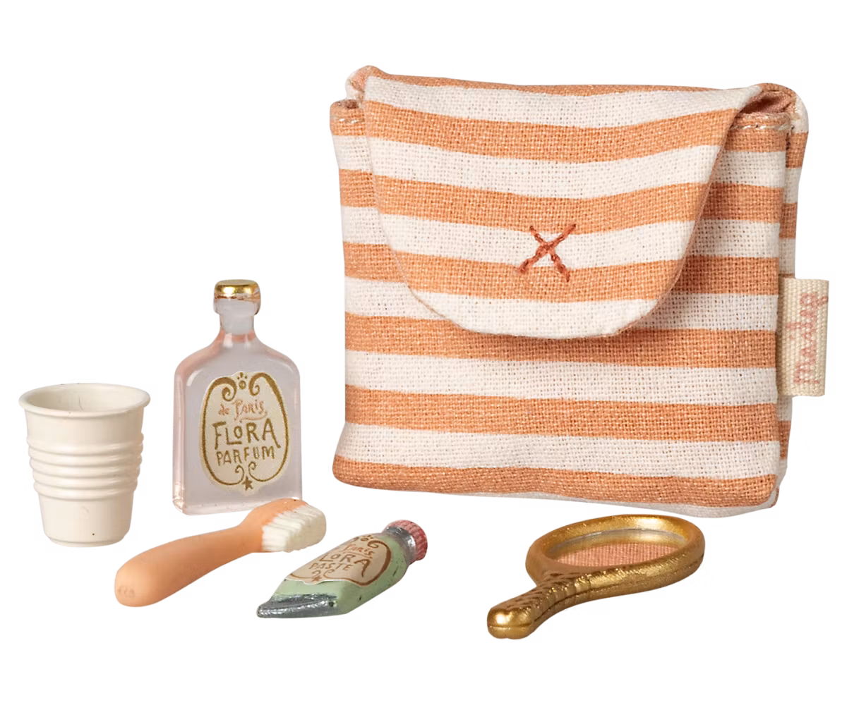 Tandborstset i väska, Coral stripe, Maileg