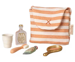 Tandborstset i väska, Coral stripe, Maileg