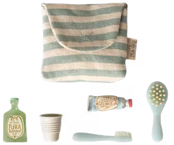 Tandborstset i väska, Blue stripe, Maileg