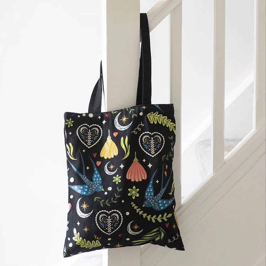 Tygkasse Midnight Bloom Svart