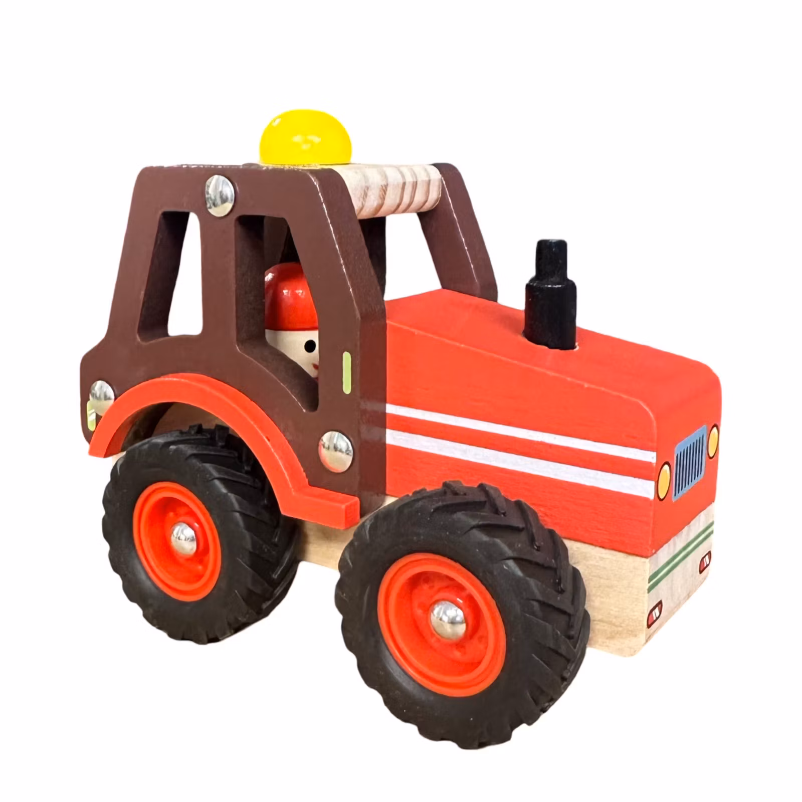 Traktor i trä, röd, Majigg