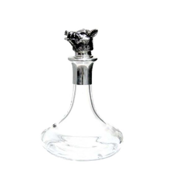Decanter / carafe in glass with boar's head in pewter as a cork from Munka Tenn