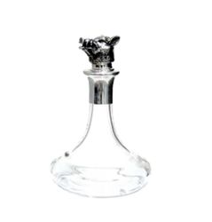 Decanter / carafe in glass with boar's head in pewter as a cork from Munka Tenn
