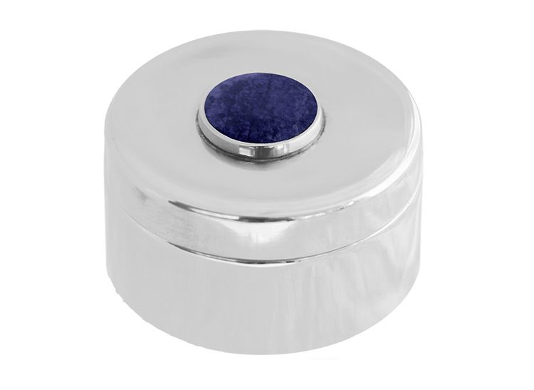 Ask i tenn, med sten i lapis lazuli på locket från Munka Tenn