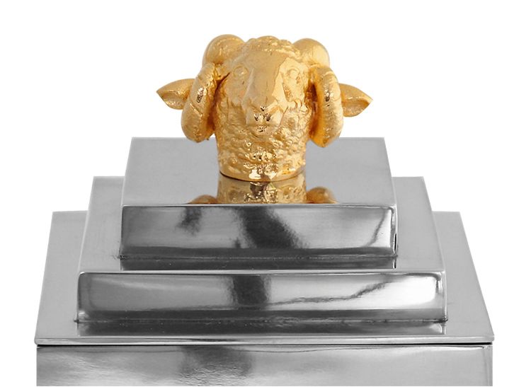 Tin teapot with a gilded ram on the lid, from Munka Tenn