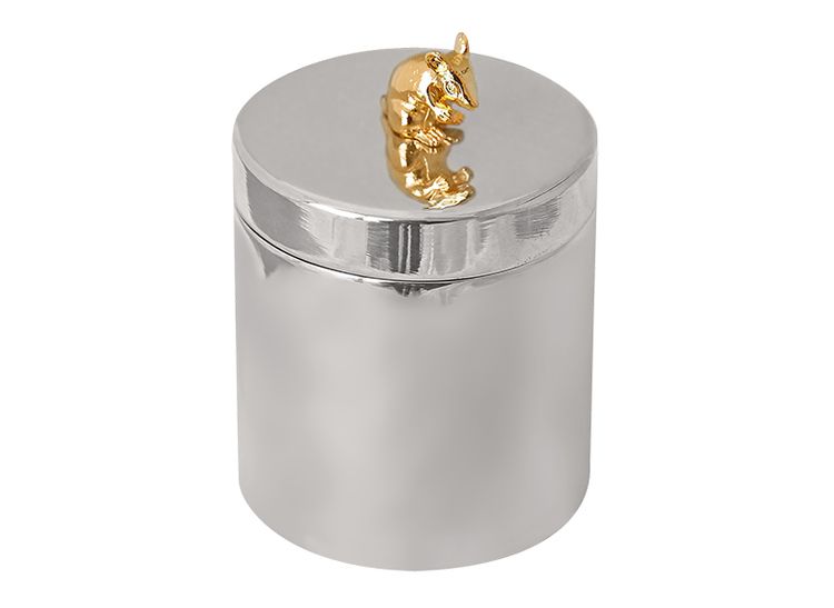 Ash in pewter, with a gilded mouse on the lid, from Munka Tenn