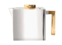 Coffee pot in pewter, large, low model, with gilded knob and handle, from Munka Tenn