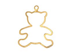 Christmas ornament - TEDDY - for tree or window hand cast in pewter and gilded, stamped Munka