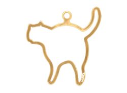 Christmas ornament - CAT - for tree or window hand cast in pewter and gilded, stamped Munka