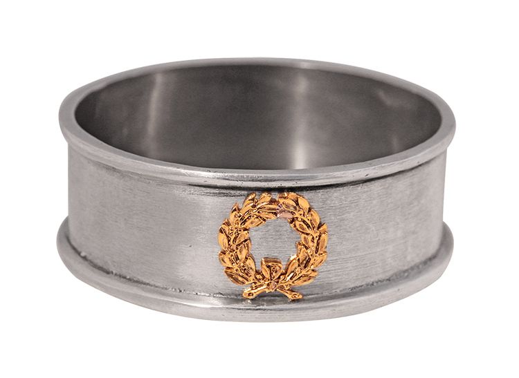 Elegant coaster made of lead-free pewter with gilded laurel wreath from Munka Tenn