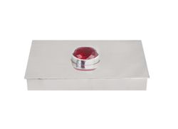 Tin casket with large red stone on the lid from Munka Tenn