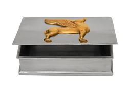 Pewter casket with Pegasus horse in gilded pewter, from Munka Tenn