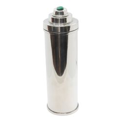 Cocktail shaker in pewter, in strict 30s-inspired design with malachite stone in the top from Munka Tenn
