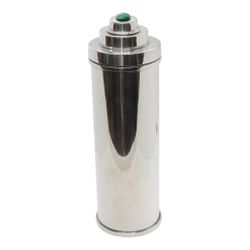 Cocktail shaker in pewter, in strict 30s-inspired design with malachite stone in the top from Munka Tenn