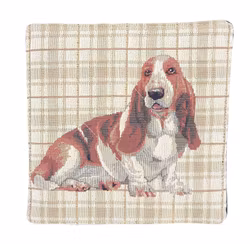 Grytlapp med basset hound i jacquardtyg - obs styckvis