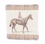 Grytlapp med ryttaren som bär en traditionell jockeyutstyrsel i jacquardtyg - obs styckvis