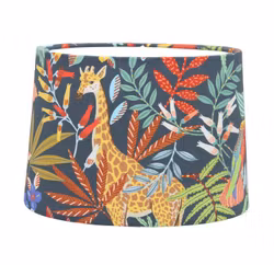 Lampshade, oval with jungle and giraffe motif, suitable for Munka, among other things