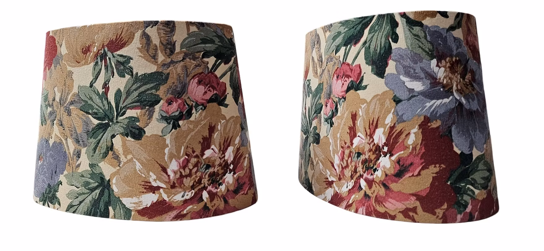 Kopia Lampskärm, oval med motiv av blommor och blad, som passar till Munka Tenns lampor
