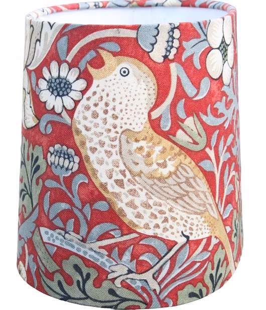 Kopia Lampskärm med William Morris tyg i rött som passar till Munka Tenn lampor