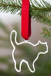 Christmas ornament - CAT - hand cast in pewter, stamped Munka